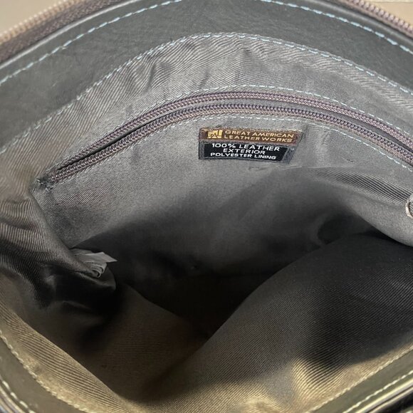 Great American 100% LeatherExterior  Black Crossbody Purse Shoulder Bag - Picture 9 of 15